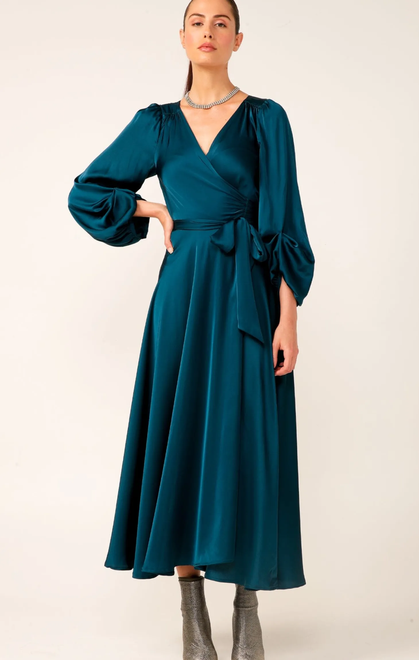 DIMMI WRAP DRESS IN PEACOCK