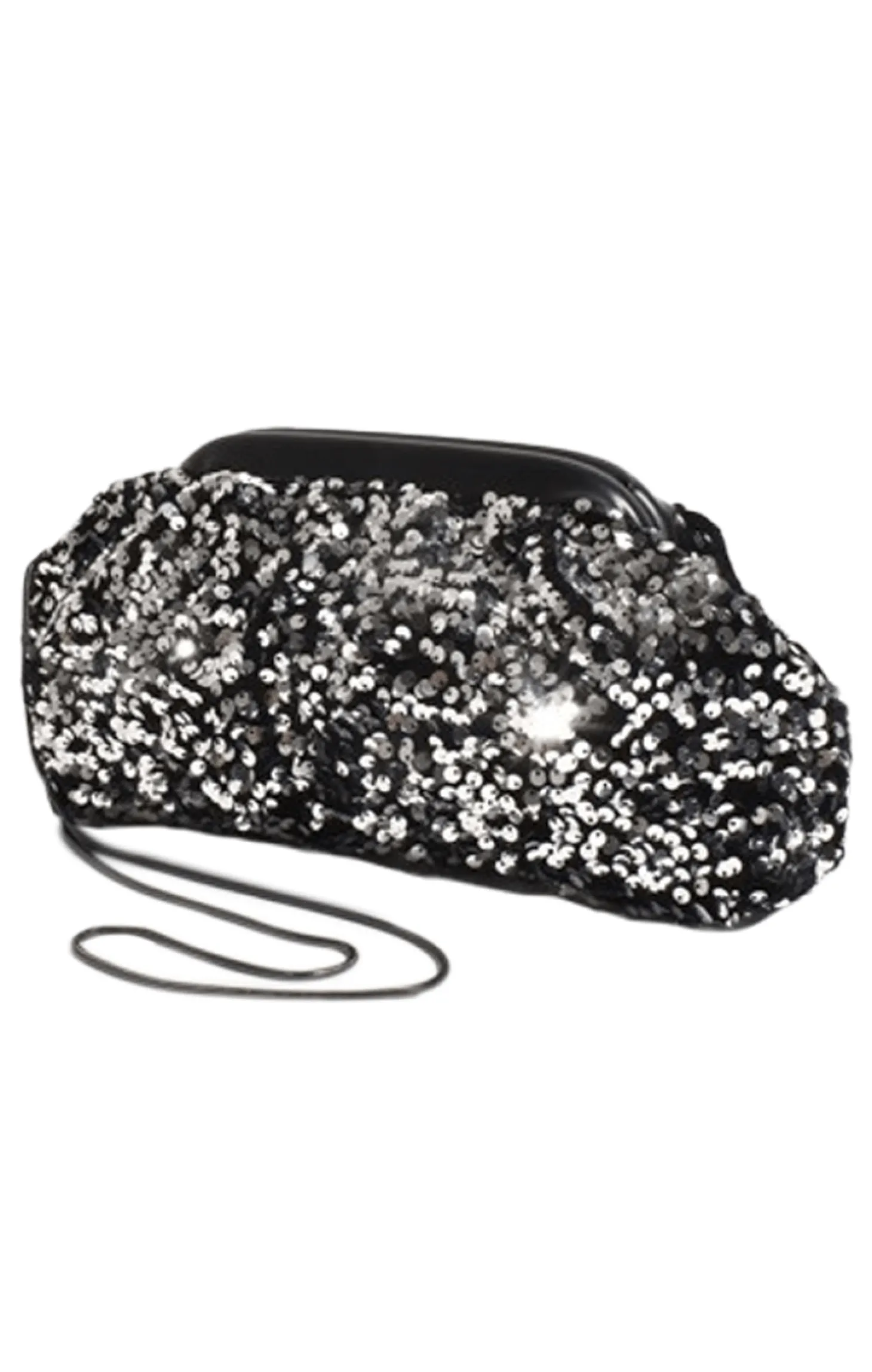 DISCO SEQUIN FRAMED CLUTCH IN SILVER