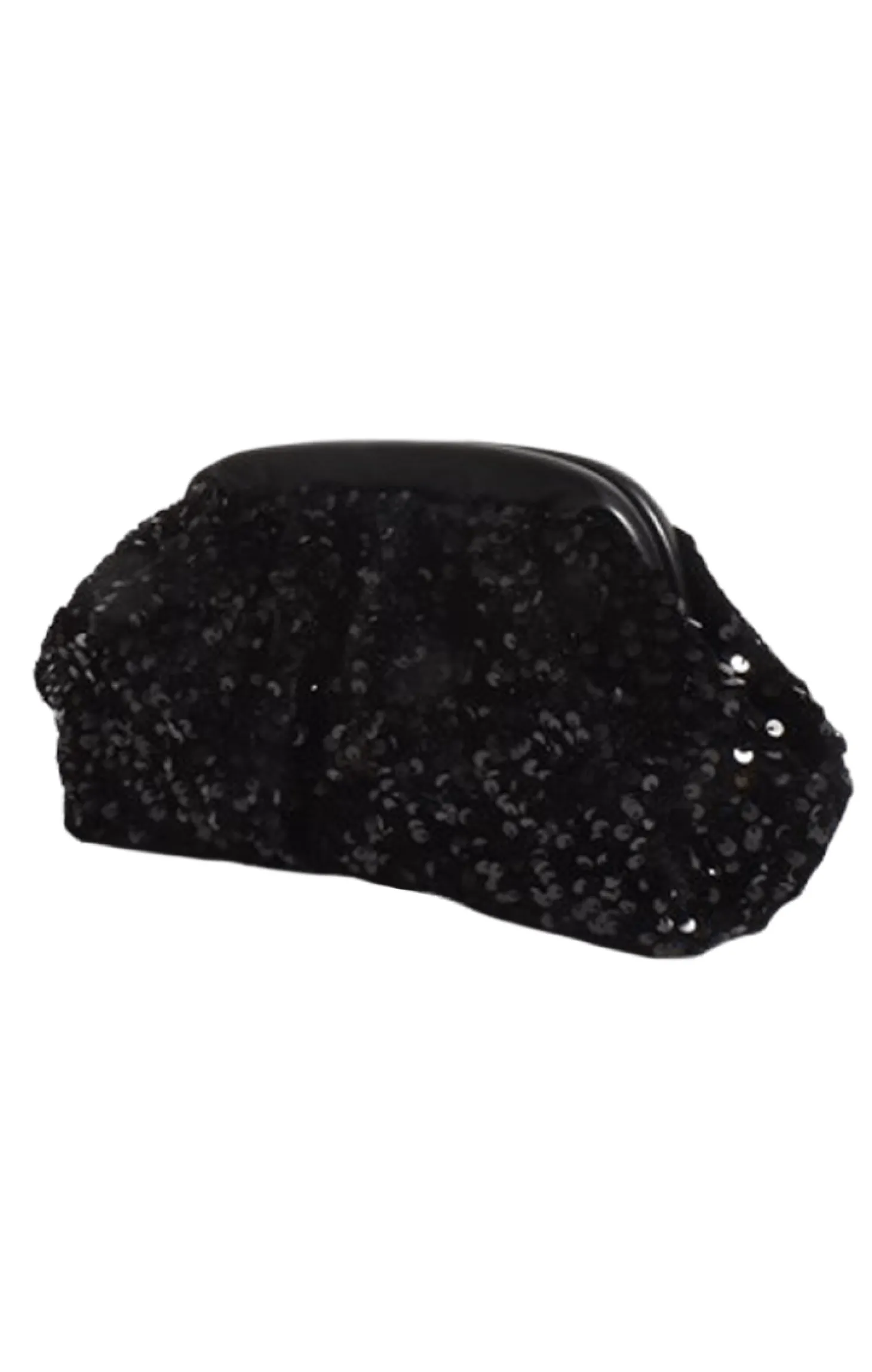 DISCO SEQUIN FRAMED CLUTCH IN BLACK
