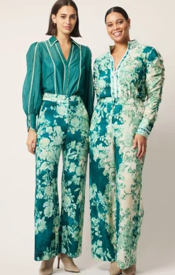 DYNASTY PANT IN JADE FLOWER