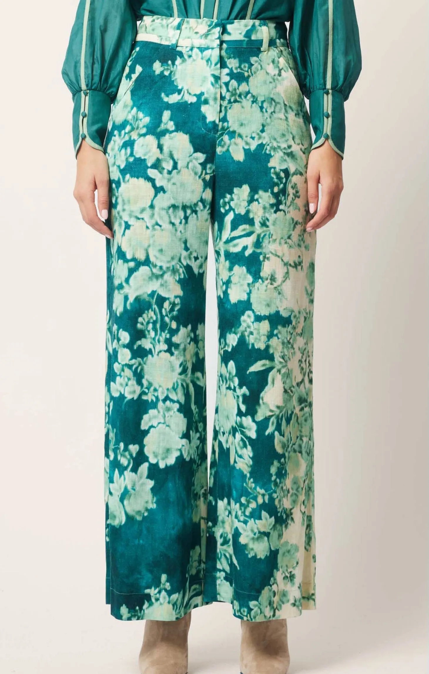 DYNASTY PANT IN JADE FLOWER