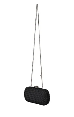 EVELYN WOVEN CLUTCH IN BLACK