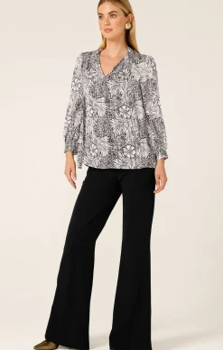FLORENTINE BLOUSE IN BLACK WHITE FLORAL