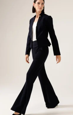 FRONT ZIP PEPLUM JACKET IN NAVY