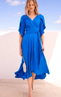 HANWORTH HOUSE WRAP DRESS IN COBALT