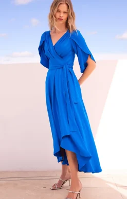 HANWORTH HOUSE WRAP DRESS IN COBALT
