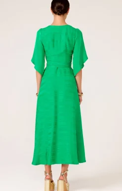 HANWORTH HOUSE WRAP DRESS IN APPLE GREEN