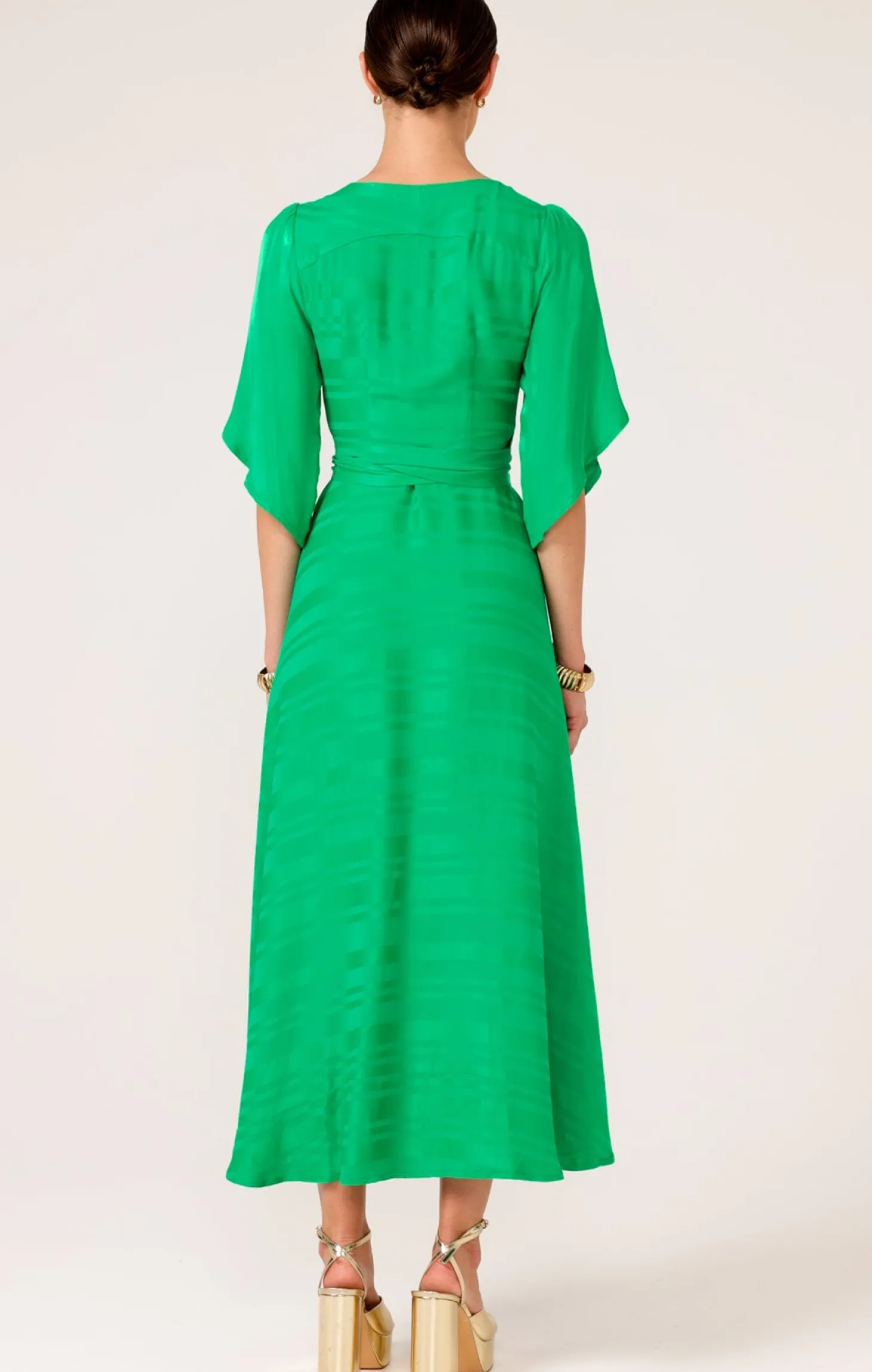 HANWORTH HOUSE WRAP DRESS IN APPLE GREEN