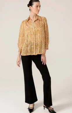 HERRINGBONE BLOUSE IN TOFFEE CREAM CHECK