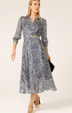 HERRINGBONE DRESS IN NAVY WHITE CHECK