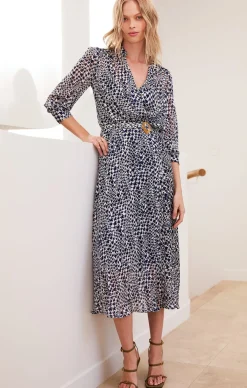 HERRINGBONE DRESS IN NAVY WHITE CHECK