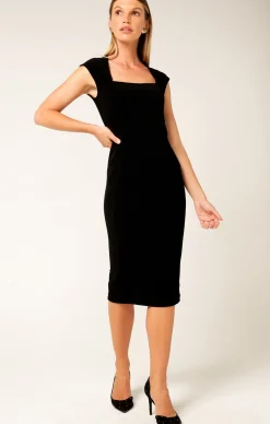 IRIS CAP SLEEVE DRESS IN BLACK