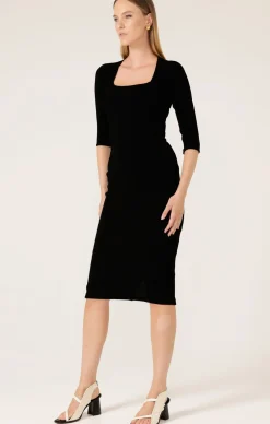 IRIS DRESS 3/4 SLEEVE IN BLACK