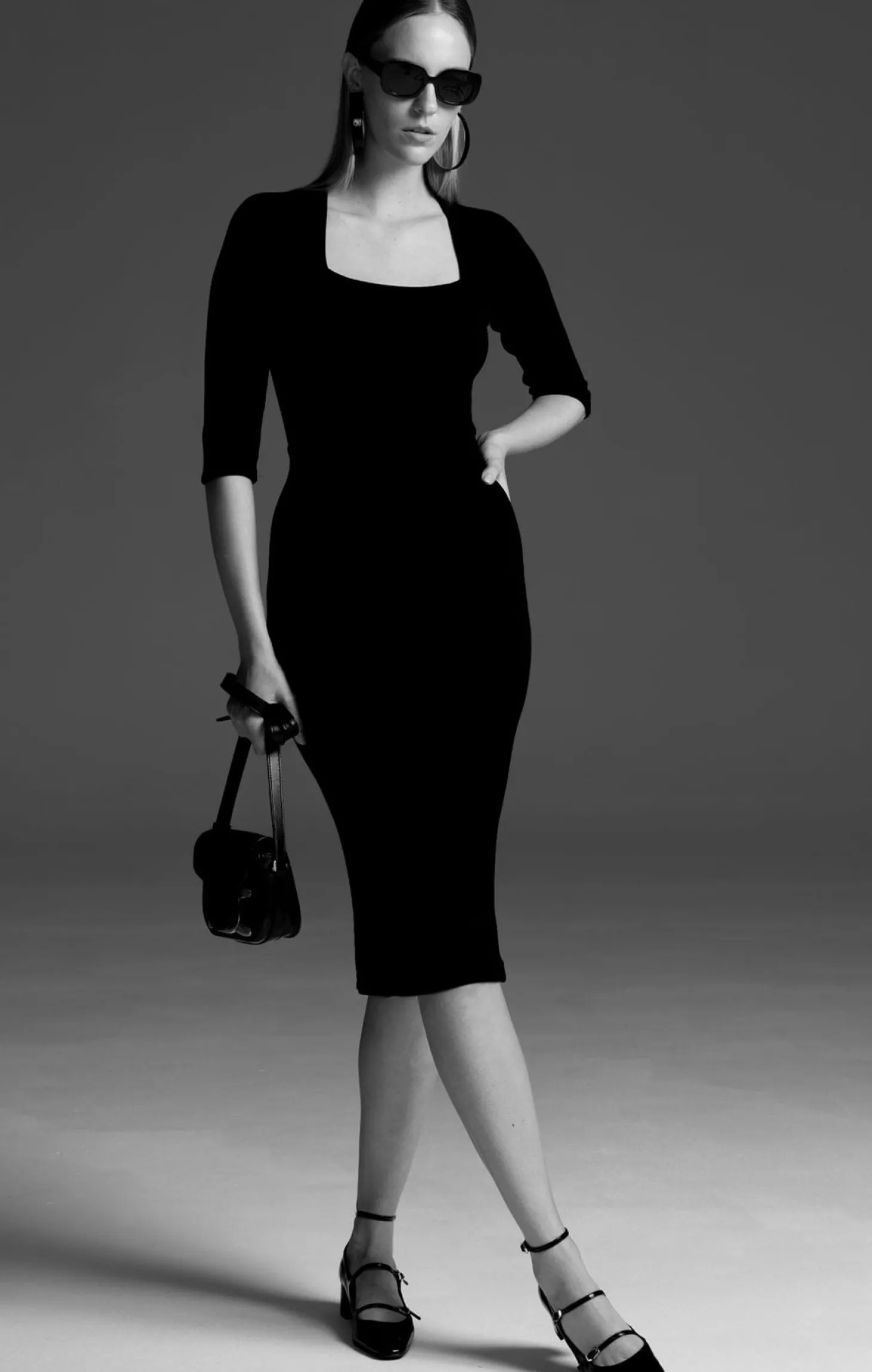 IRIS DRESS 3/4 SLEEVE IN BLACK