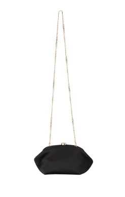 KARINA SATIN CLUTCH IN BLACK