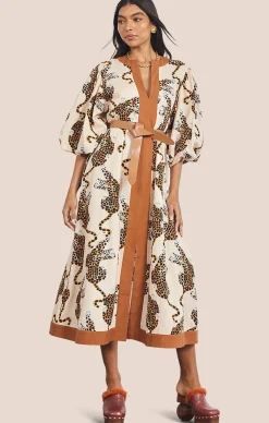 LOTTIE LEOPARD KAFTAN MIDI DRESS
