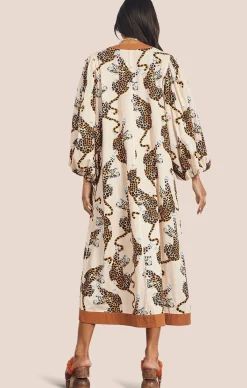 LOTTIE LEOPARD KAFTAN MIDI DRESS