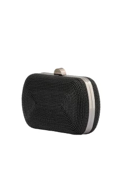 MARTINA COILED ROPE CLUTCH IN BLACK