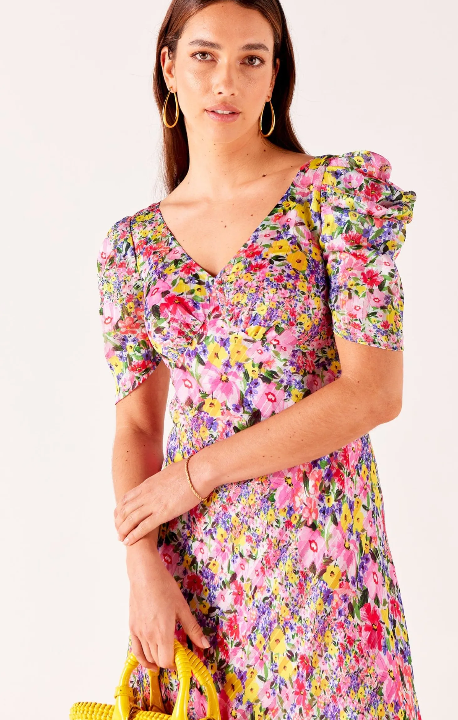 NEW BLOOMS MIDI IN PINK MULTI FLORAL