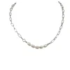 PEARL PANEL FRONT SHORT NECKLACE IN SILVER AND CREAM