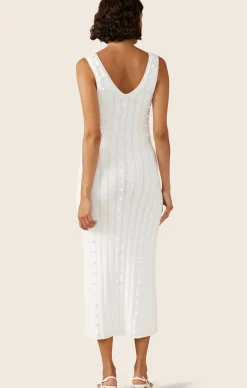 POM POM KNIT DRESS IN PEARL