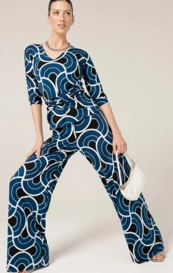 PRINTED SEAMLESS PANT IN OCEAN GEO