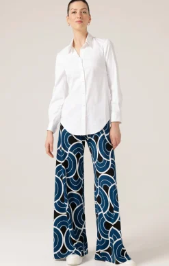 PRINTED SEAMLESS PANT IN OCEAN GEO