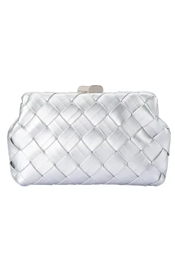 QUINN WOVEN CLUTCH IN SILVER