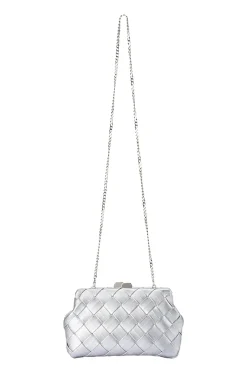 QUINN WOVEN CLUTCH IN SILVER