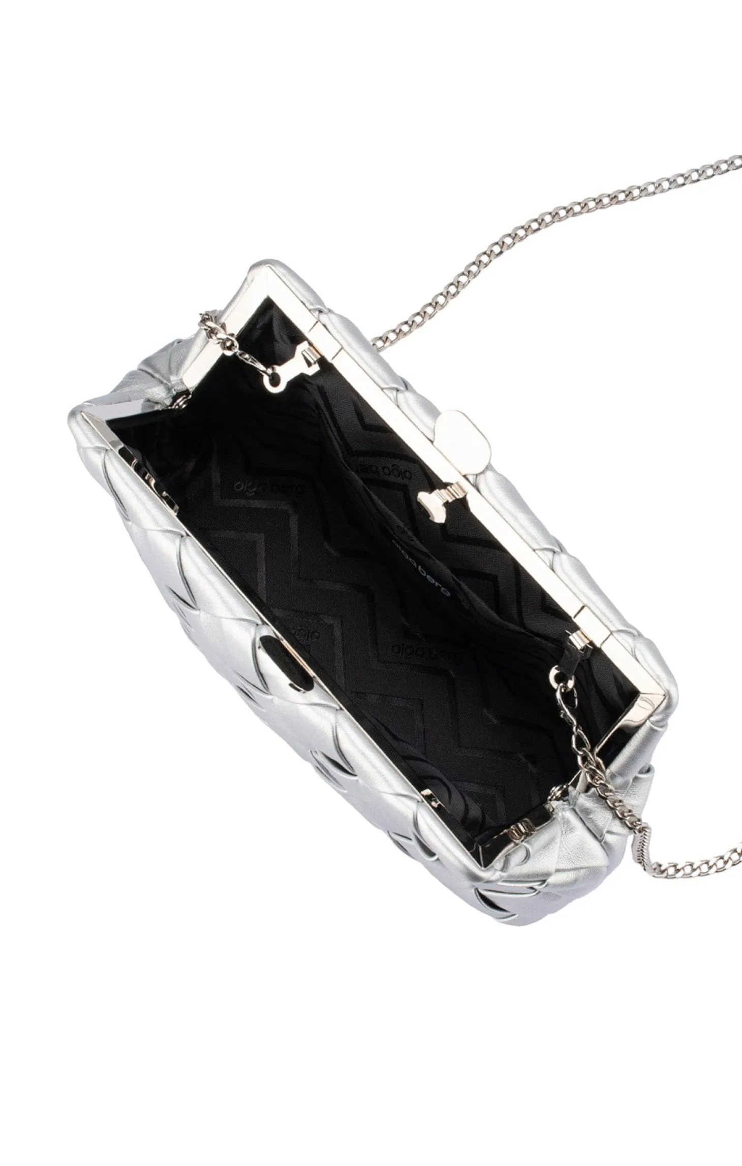 QUINN WOVEN CLUTCH IN SILVER