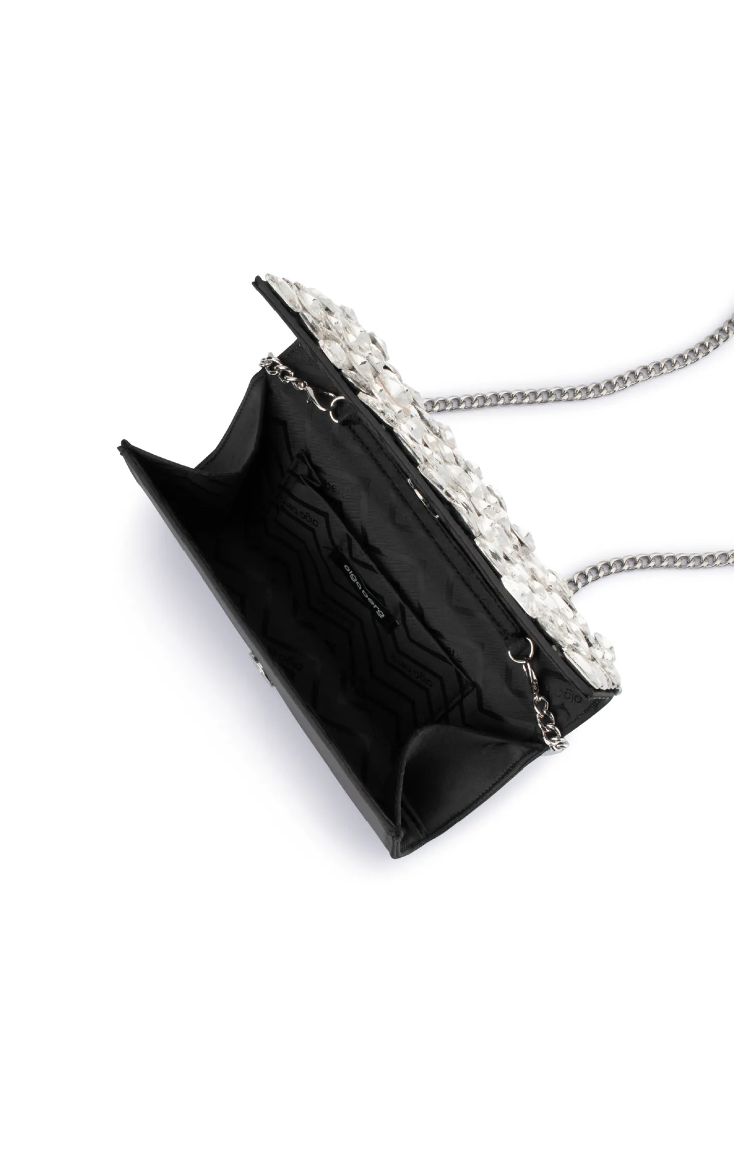 RENATA CRYSTAL ENCRUSTED CLUTCH IN BLACK