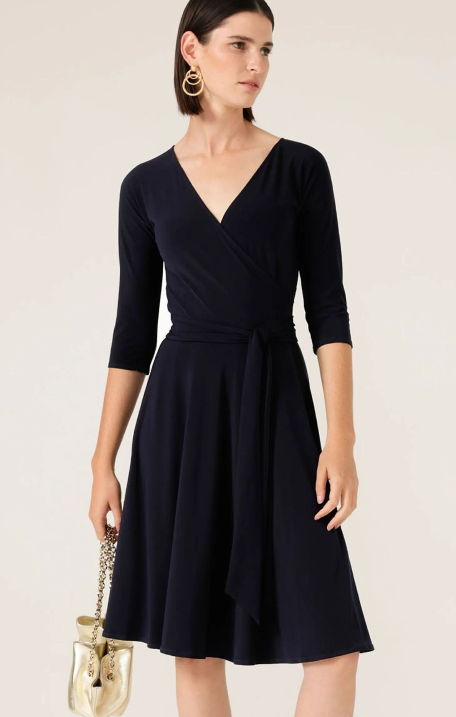 REVERSE WRAP DRESS IN NAVY