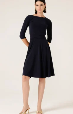 REVERSE WRAP DRESS IN NAVY