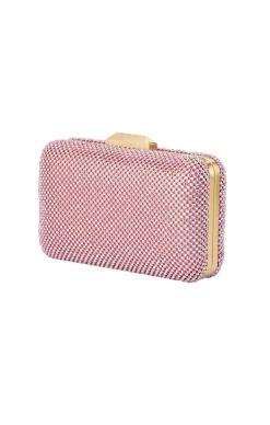 RONNY CRYSTAL MESH CLUTCH IN PINK