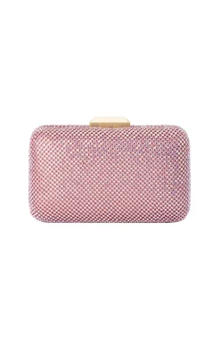 RONNY CRYSTAL MESH CLUTCH IN PINK