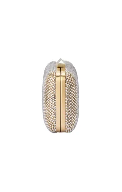 RONNY CRYSTAL MESH CLUTCH IN CHAMPAGNE