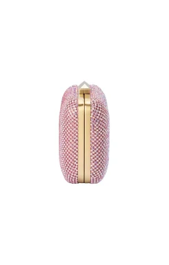 RONNY CRYSTAL MESH CLUTCH IN PINK