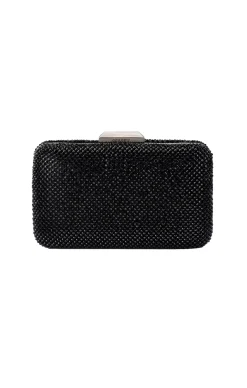 RONNY CRYSTAL MESH CLUTCH IN BLACK