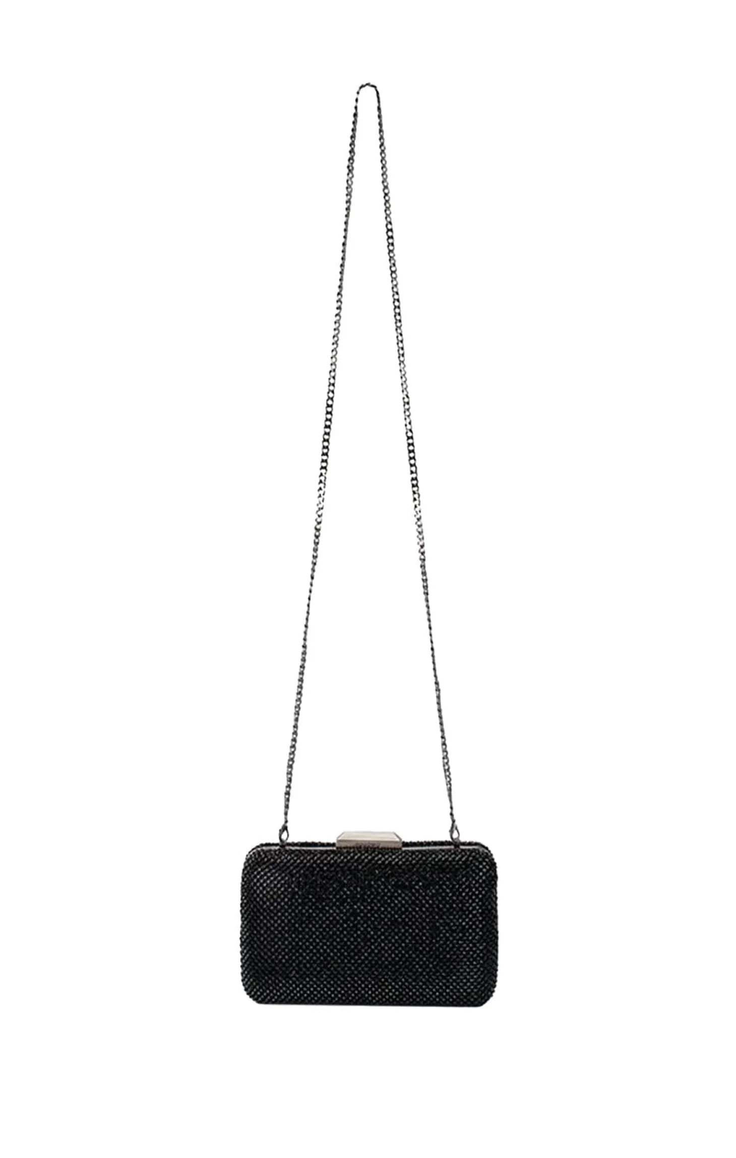 RONNY CRYSTAL MESH CLUTCH IN BLACK
