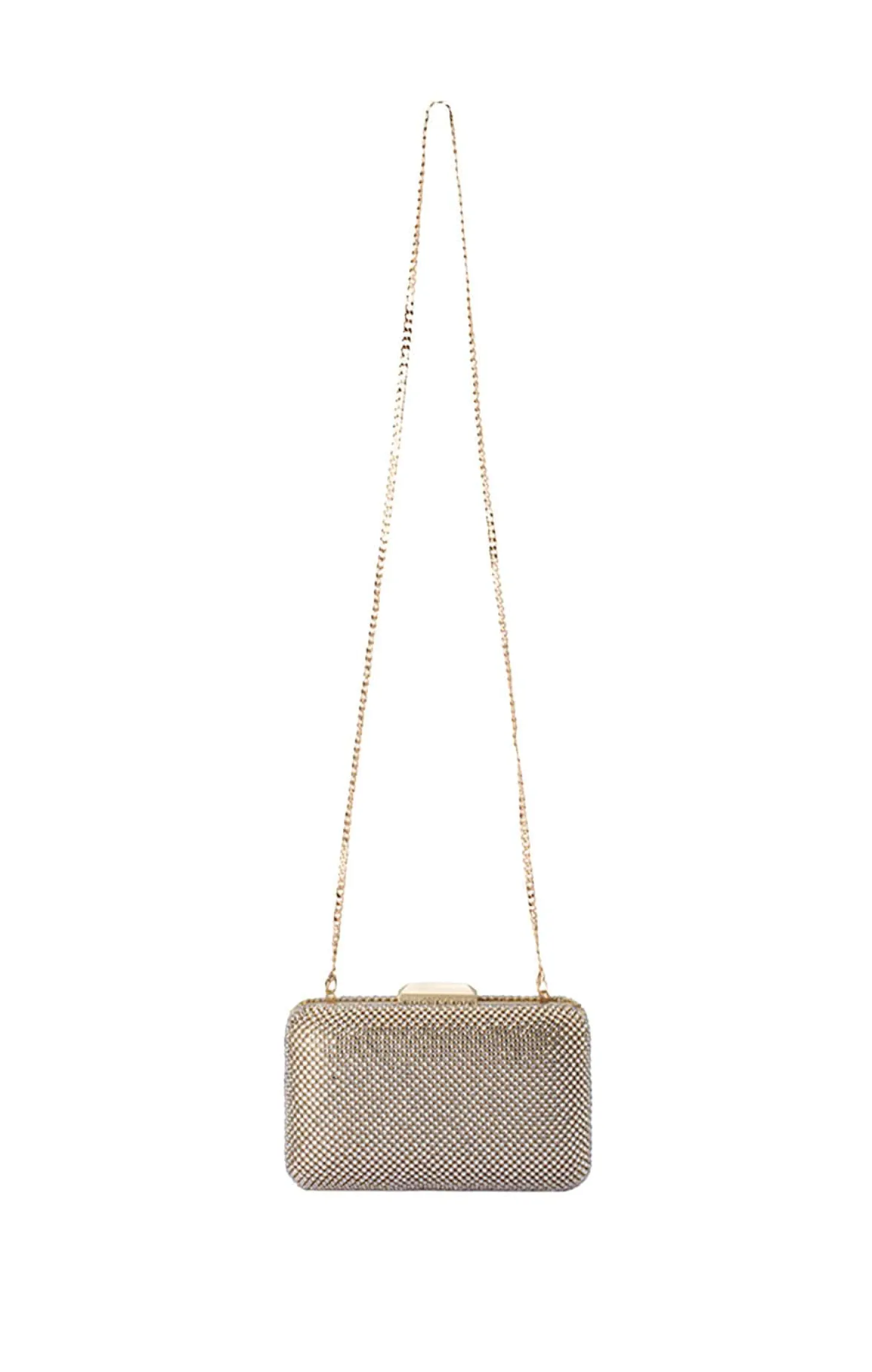 RONNY CRYSTAL MESH CLUTCH IN CHAMPAGNE