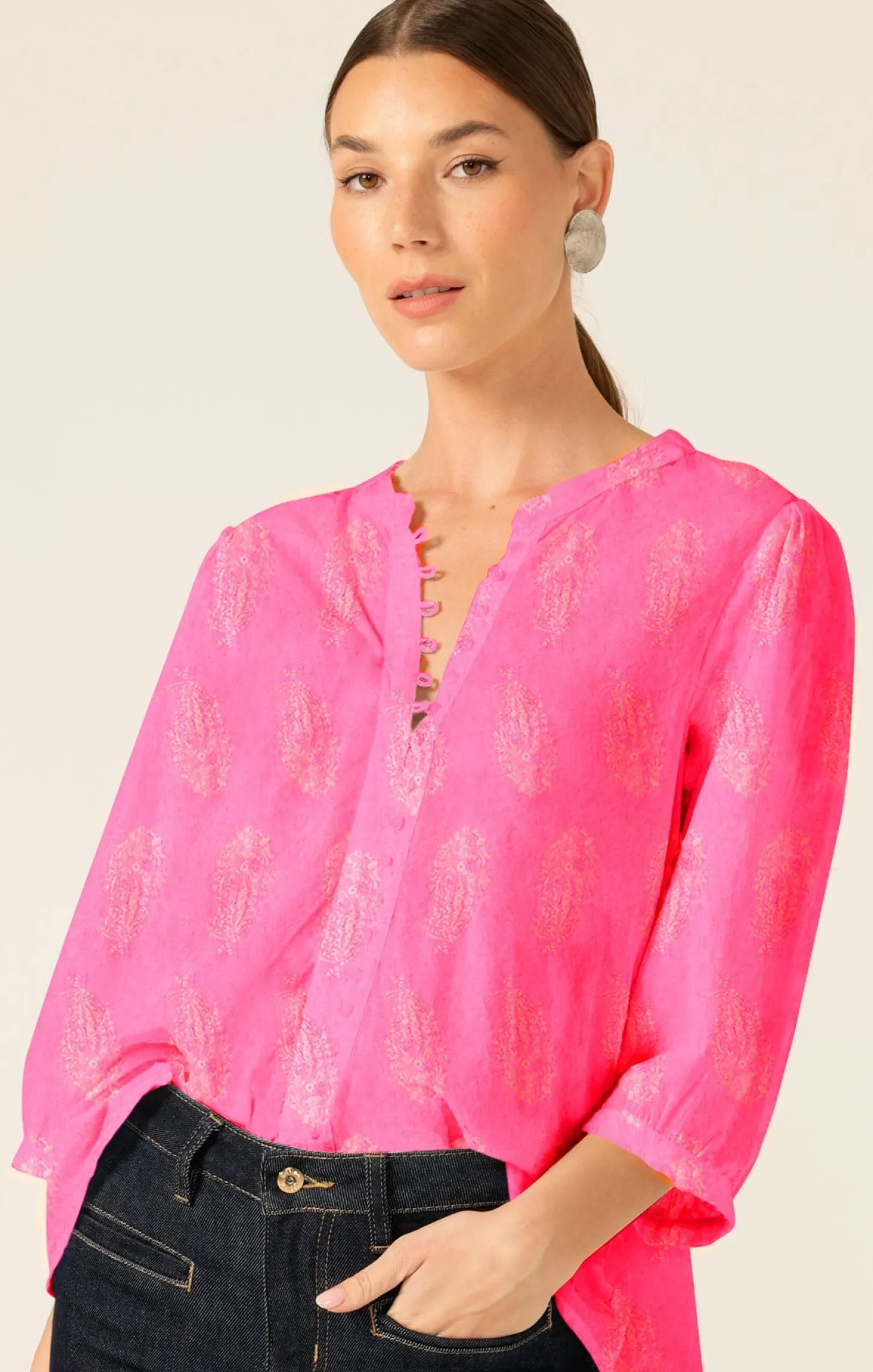 SCARLETT COTTON SHIRT IN SHRINE PINK