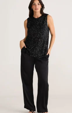 SHOW STOPPER TOP IN BLACK SEQUIN