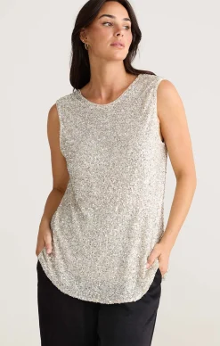 SHOW STOPPER TOP IN CHAMPAGNE SEQUIN