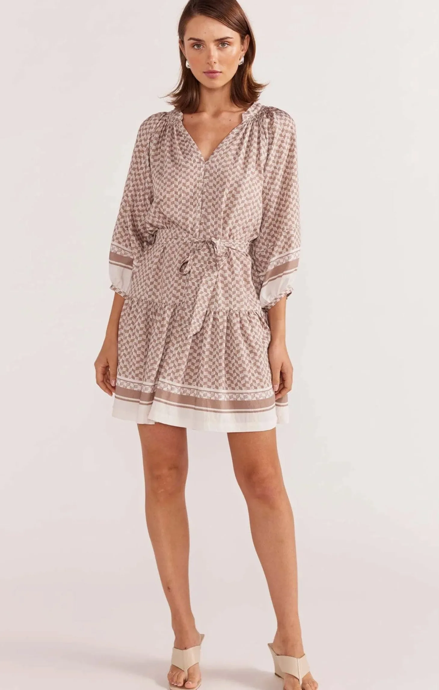 SOLEIL SMOCK DRESS IN BEIGE