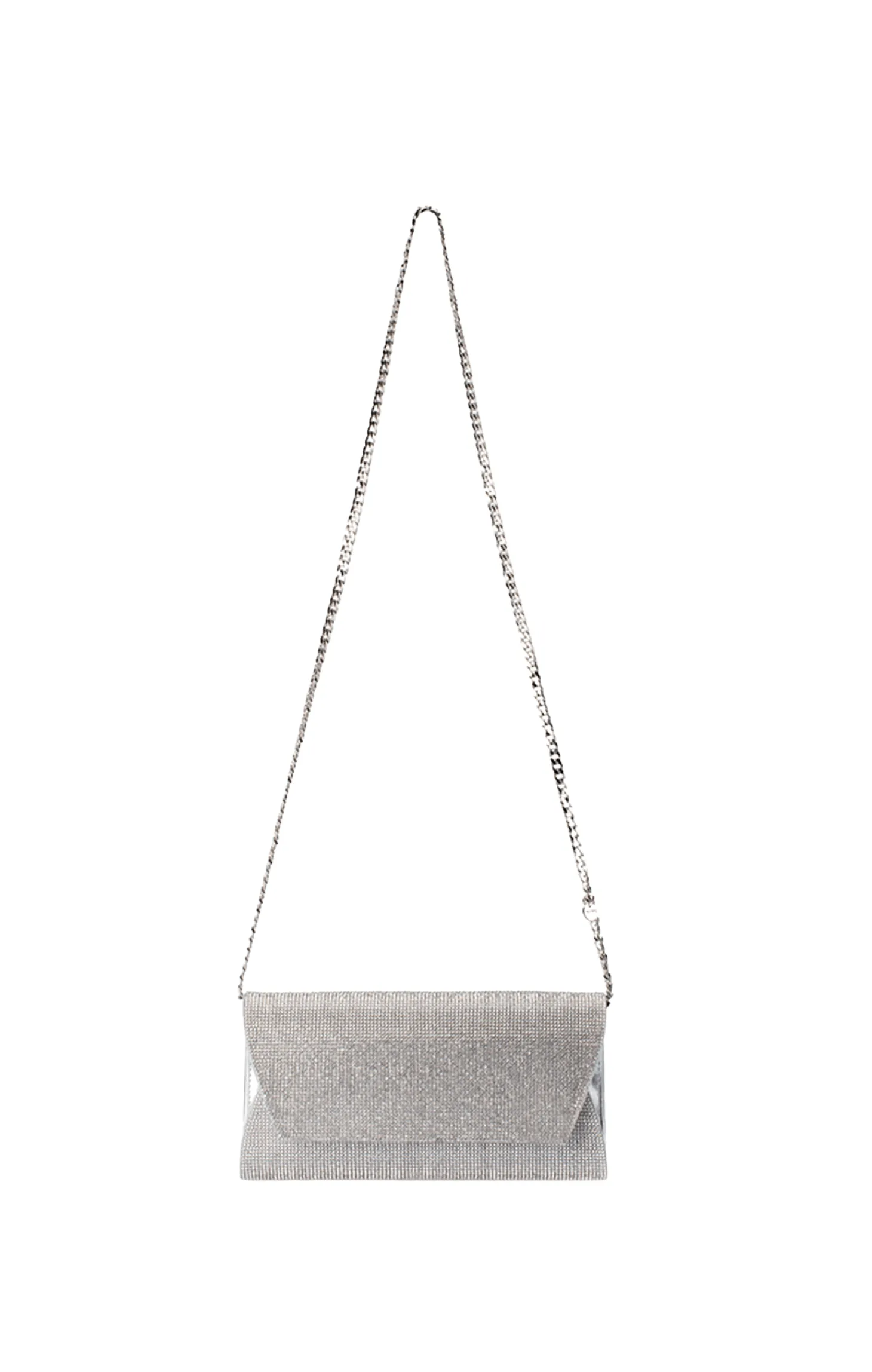 STACEY CRYSTAL CLUTCH IN SILVER
