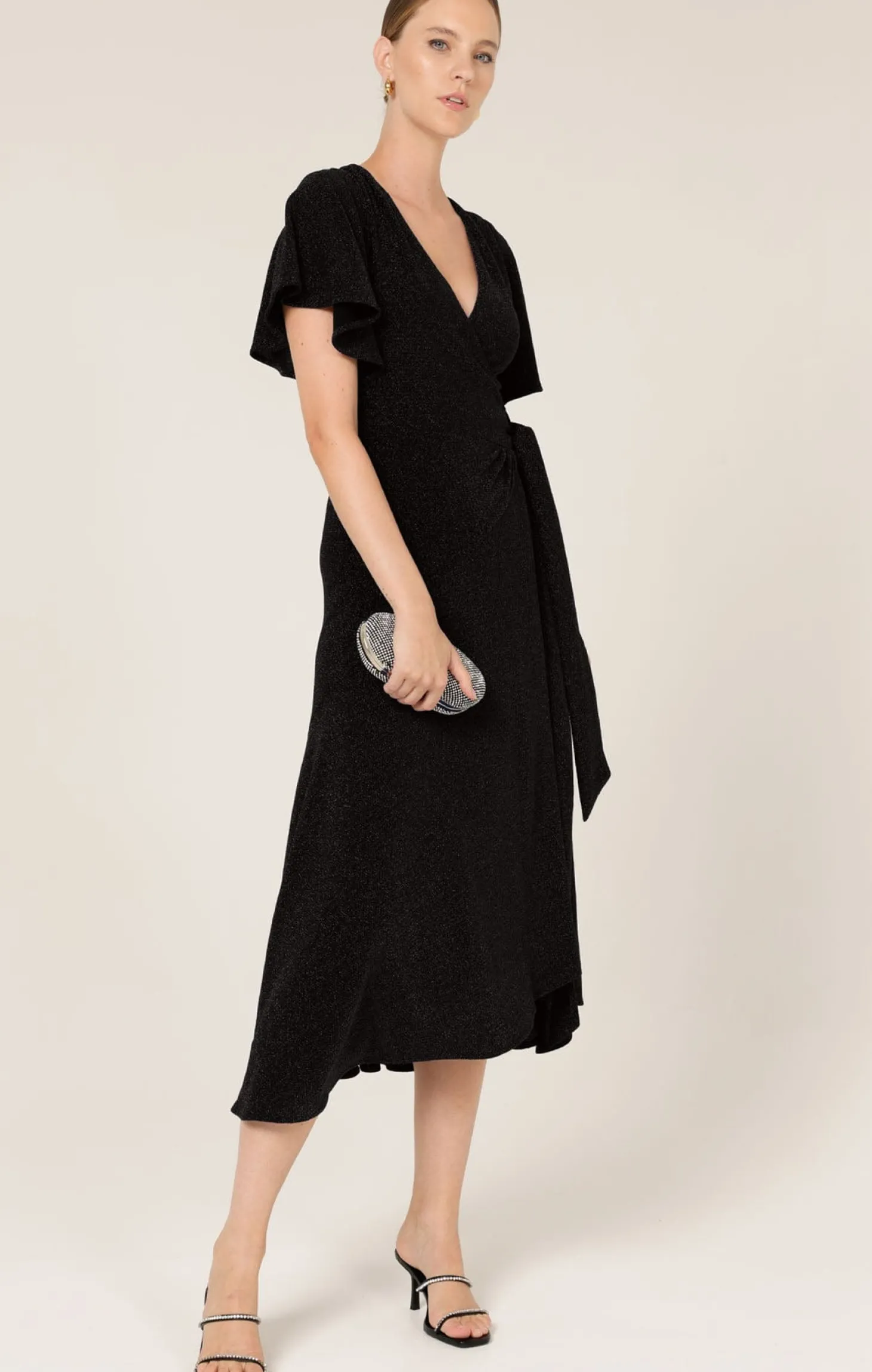 STARGAZE WRAP DRESS IN BLACK