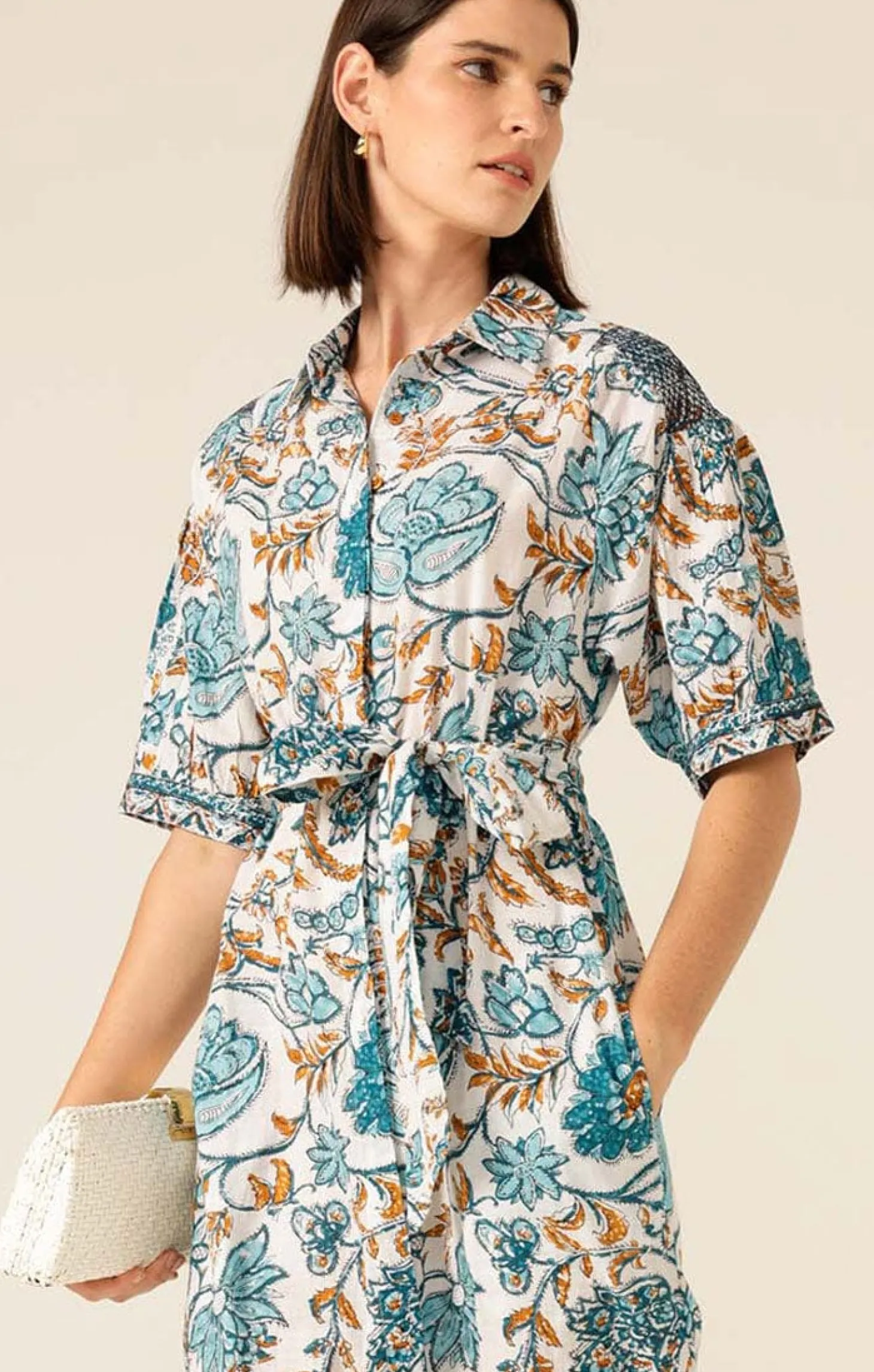 STEVIE MAXI DRESS IN JULIE PRINT BLUE/GOLD
