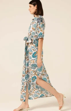 STEVIE MAXI DRESS IN JULIE PRINT BLUE/GOLD