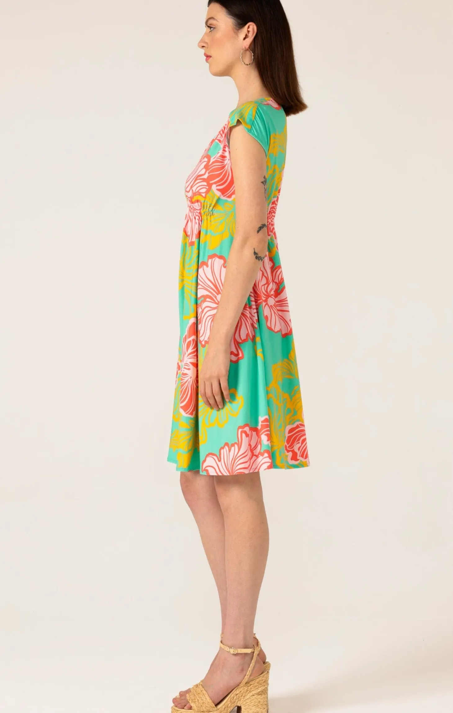 SUGAR SUGAR DRESS IN MINT CORAL FLOWER