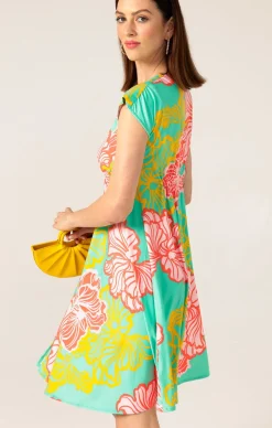 SUGAR SUGAR DRESS IN MINT CORAL FLOWER
